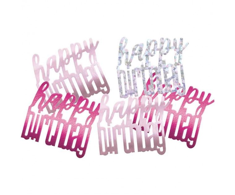 Confetis Mesa Happy Birthday Rosa e Iridescente 