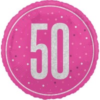 Balão 50º Aniversário Rosa e Prata