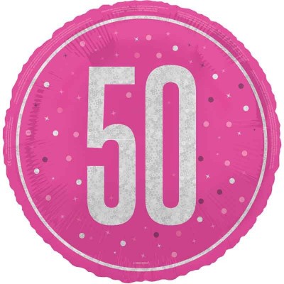Balão 50º Aniversário Rosa e Prata