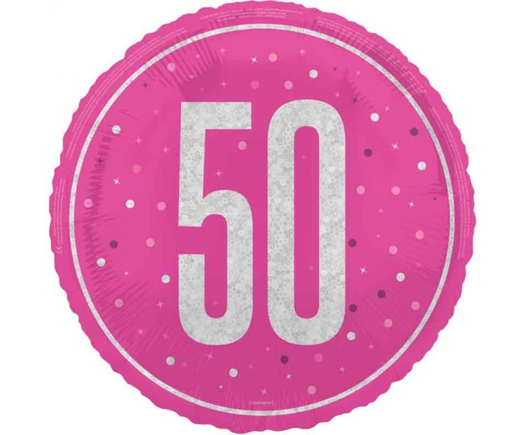 Balão 50º Aniversário Rosa e Prata