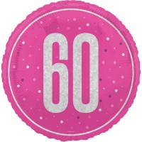 Balão 60º Aniversário Rosa e Prata