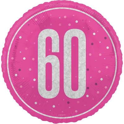 Balão 60º Aniversário Rosa e Prata
