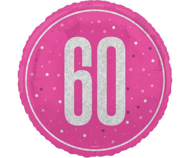 Balão 60º Aniversário Rosa e Prata