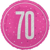 Balão 70º Aniversário Rosa e Prata