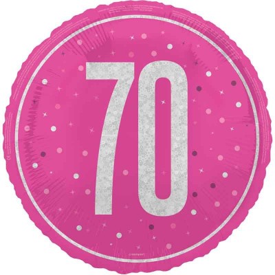 Balão 70º Aniversário Rosa e Prata