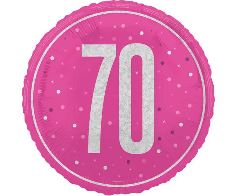 Balão 70º Aniversário Rosa e Prata