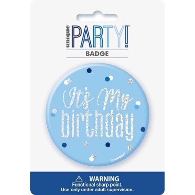 Crachá Aniversariante Azul Its My Birthday