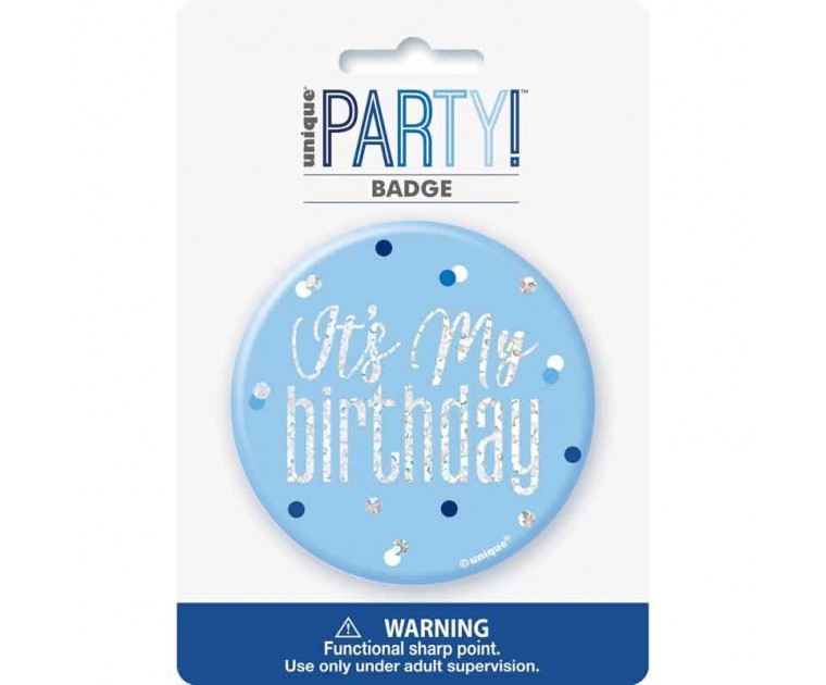 Crachá Aniversariante Azul Its My Birthday