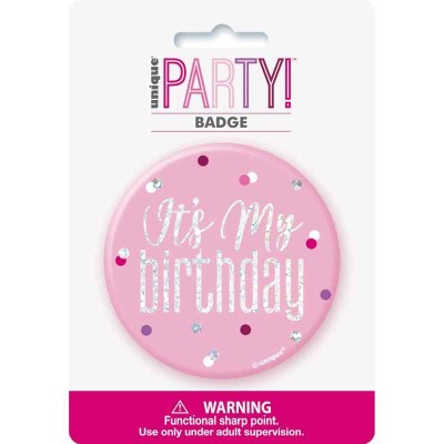Crachá Aniversariante Rosa Its My Birthday
