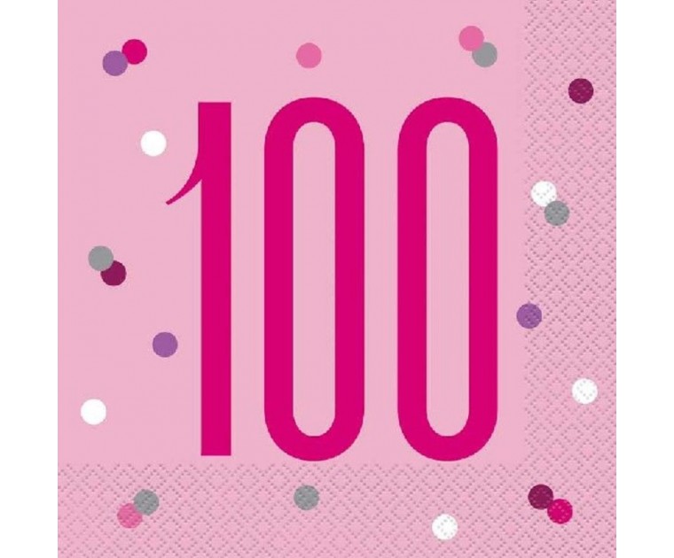 16 Guardanapos Rosa Bolinhas 100