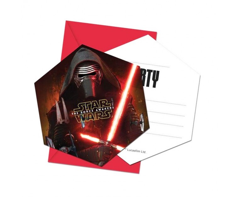 6 Convites com Envelope Star Wars