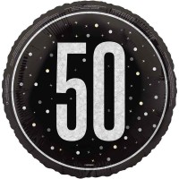 Balão 50º Aniversário Preto e Prata