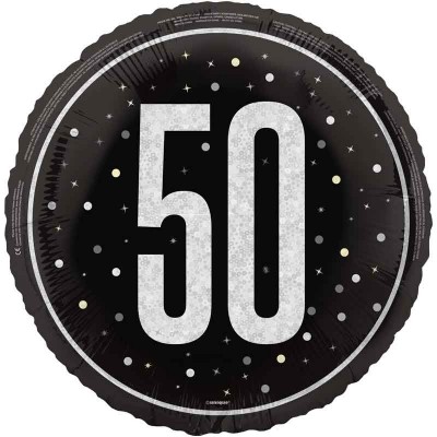 Balão 50º Aniversário Preto e Prata