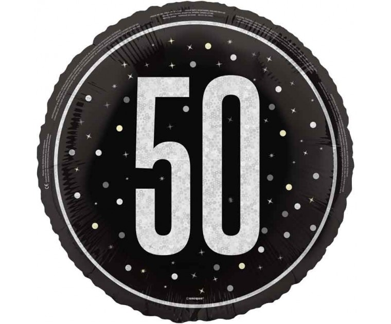 Balão 50º Aniversário Preto e Prata