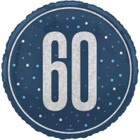 Balão 60º Aniversário Azul e Prata