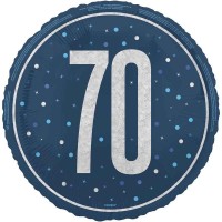 Balão 70º Aniversário Azul e Prata