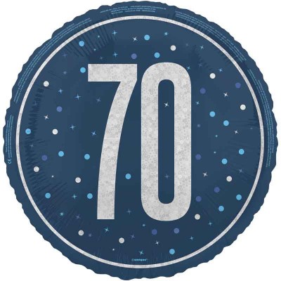 Balão 70º Aniversário Azul e Prata