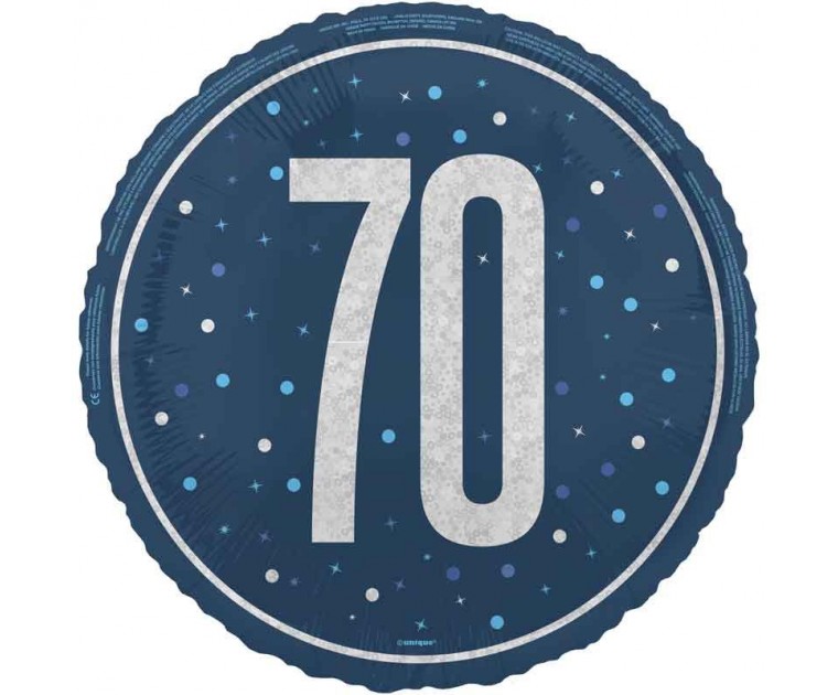 Balão 70º Aniversário Azul e Prata