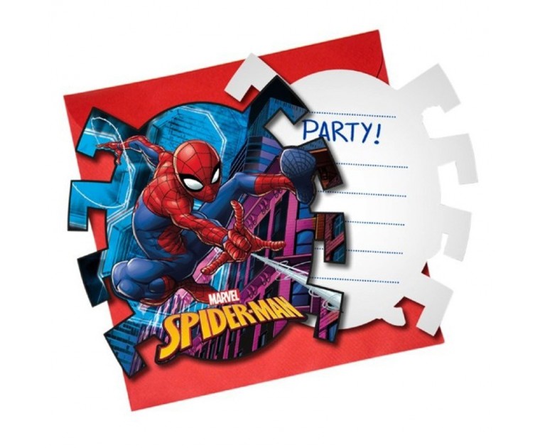 6 Convites SPIDERMAN TEAM UP