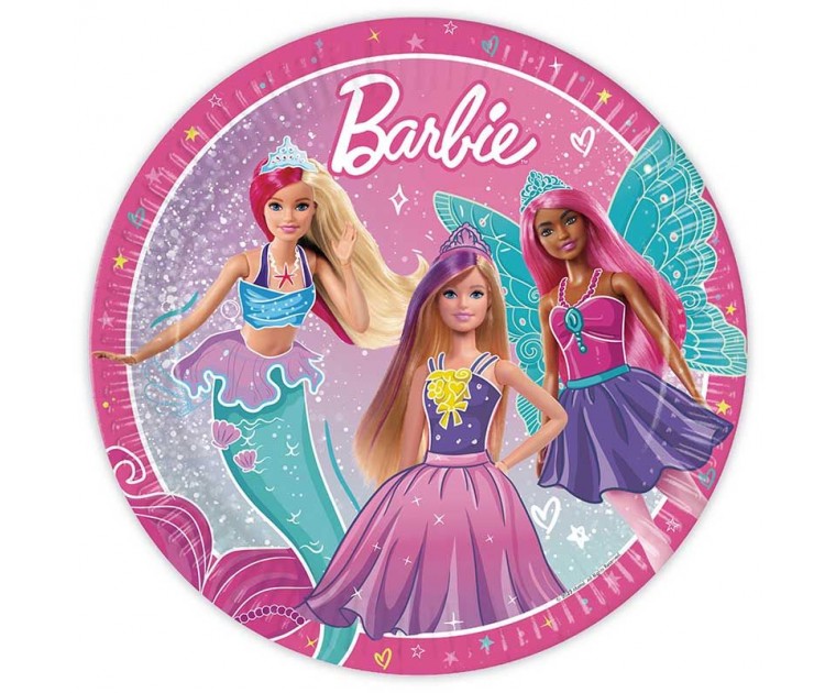 8 Pratos Barbie Fantasia