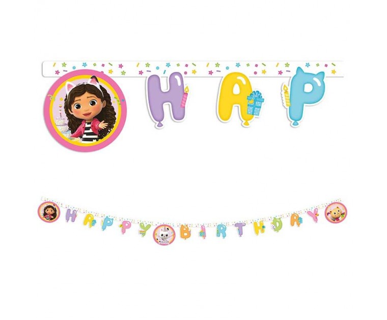 Banner Happy Birthday Gabby Casa de Bonecas
