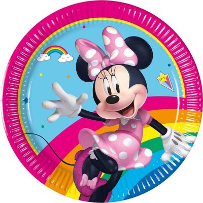 Pratos Minnie Arco íris 