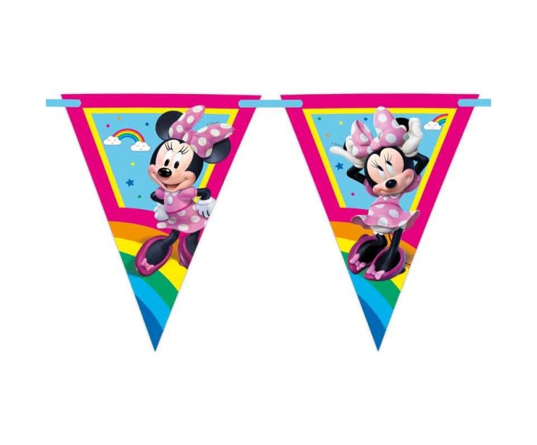 Bandeirolas Triangulares Minnie Arco íris 