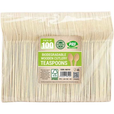 Pack 100 Colheres Madeira 11 cms