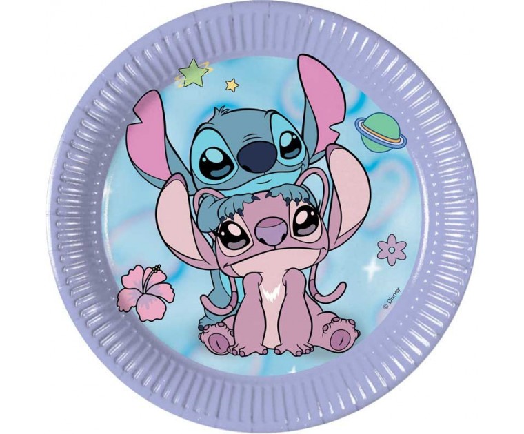8 Pratos Stitch e Angel 