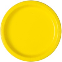 16 Pratos Amarelo Neon 22 cms