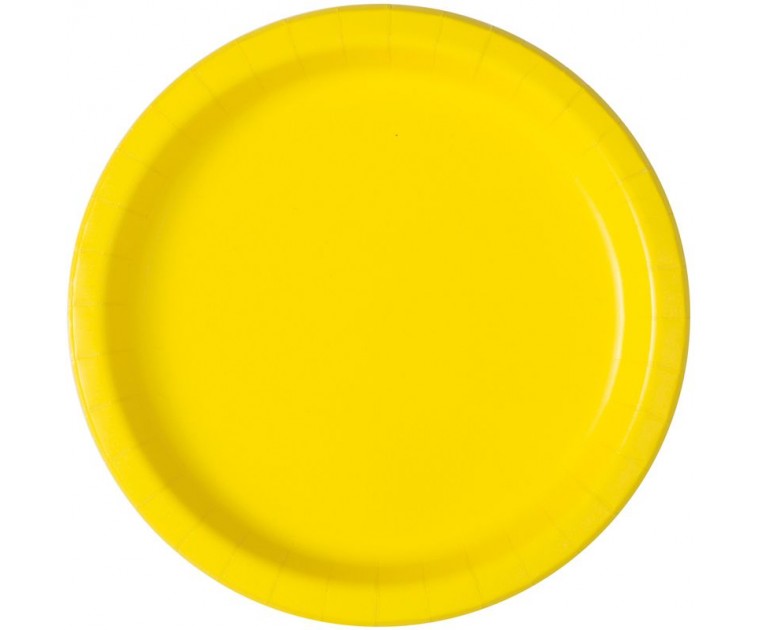 16 Pratos Amarelo Neon 22 cms