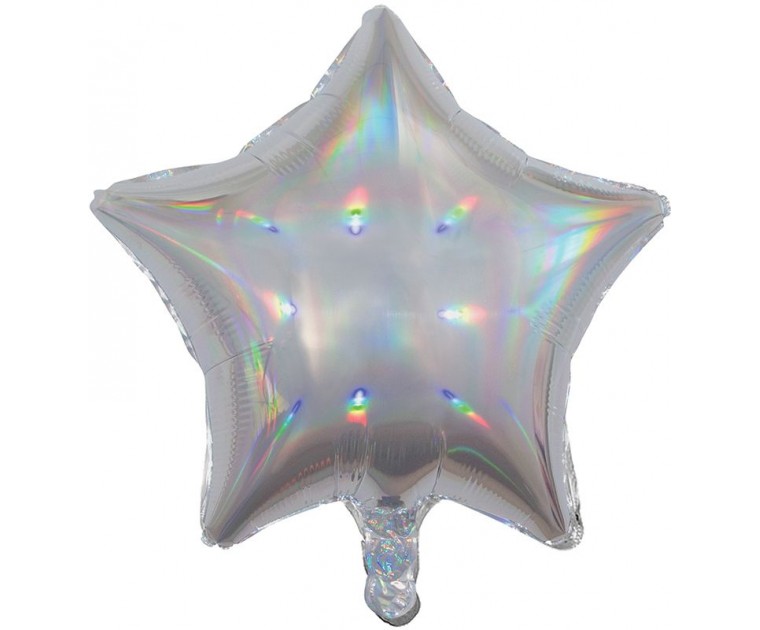 Balão Foil Estrela Prata Iridiscente