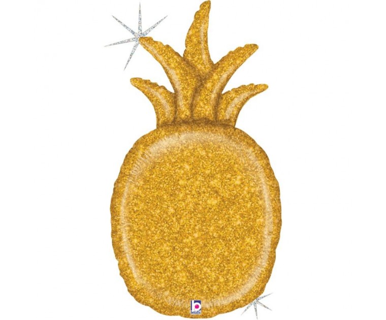 Balão Foil Ananás Glitter Dourado