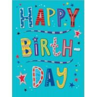 Postal Happy Birthday Multicolorido