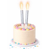 Conj. 2 Foguetes Glitter Prateados