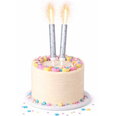 Conj. 2 Foguetes Glitter Prateados