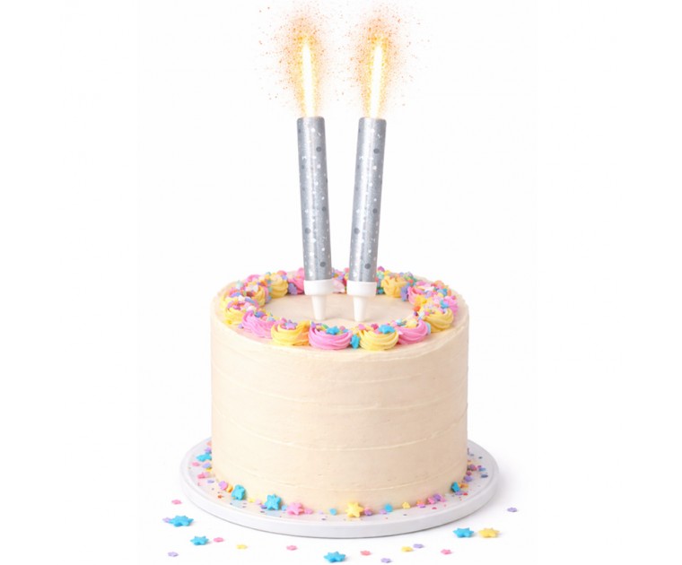 Conj. 2 Foguetes Glitter Prateados
