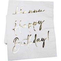 Guardanapo Happy Birthday Dourado