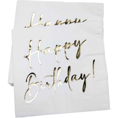 Guardanapo Happy Birthday Dourado