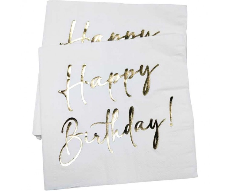 Guardanapo Happy Birthday Dourado