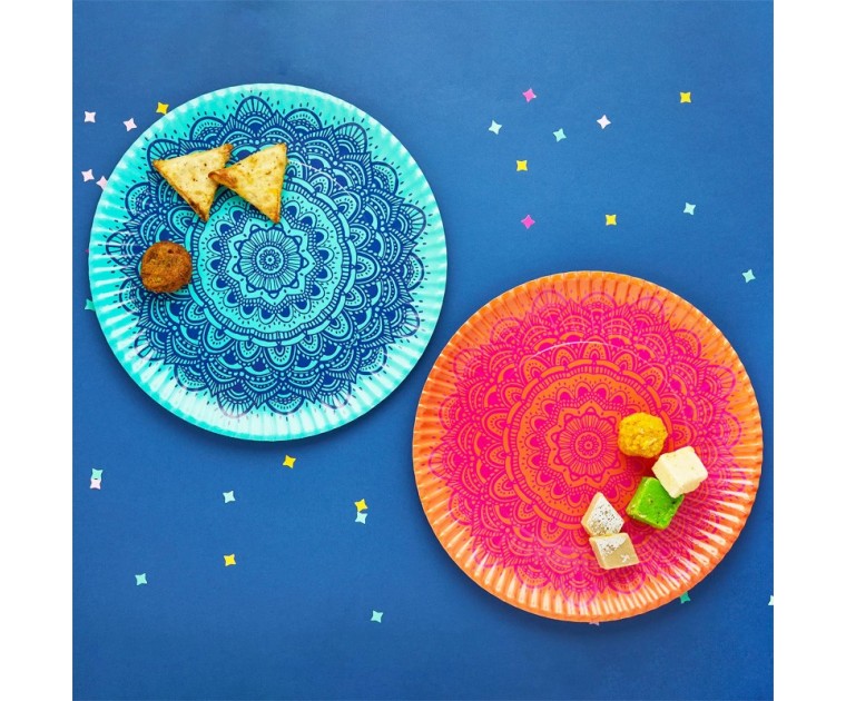 Pratos Multicoloridos Mandala 35 cms