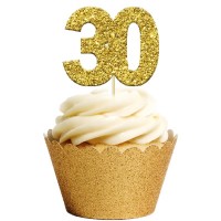 Toppers Glitter Dourado Cup Cakes 30