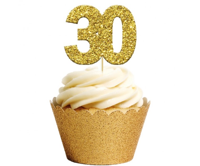 Toppers Glitter Dourado Cup Cakes 30