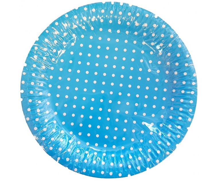 Prato Azul Bolinhas Brancas