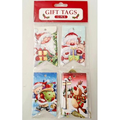 12 Etiquetas com Fita Natal Tradicional