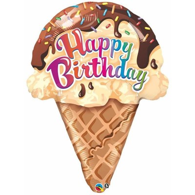 Balão Cone de Gelado Happy Birthday