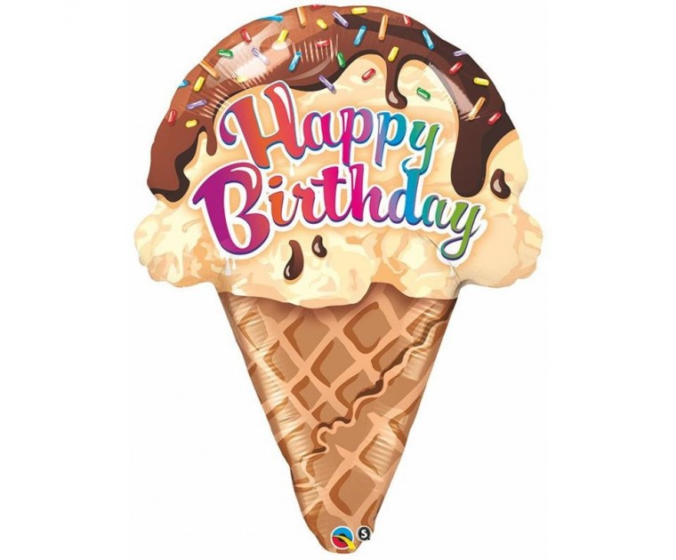 Balão Cone de Gelado Happy Birthday