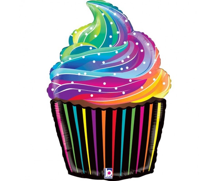 Balão Cup Cake Arco Íris 68 cms
