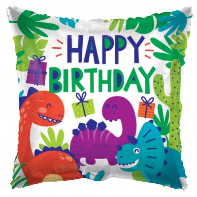 Balão Eco Foil Dinossauros Happy Birthday