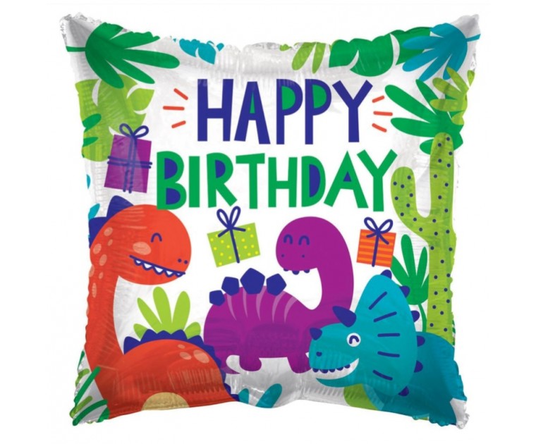 Balão Eco Foil Dinossauros Happy Birthday